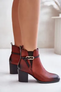 Women's ankle boots with heel strap brown Zinithia