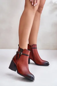 Women's ankle boots with heel strap brown Zinithia