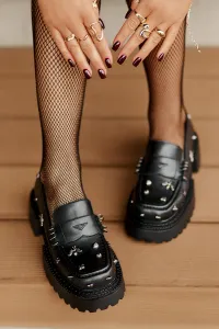 Women's leather half-boots with D&A decorations black