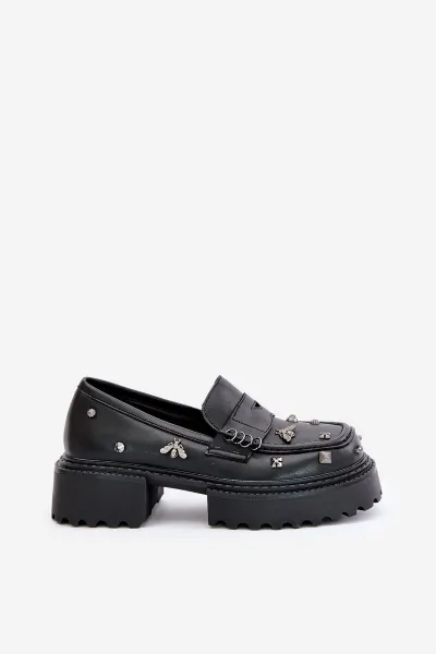 Women's leather half-boots with D&A decorations black
