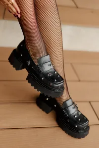Women's leather half-boots with D&A decorations black