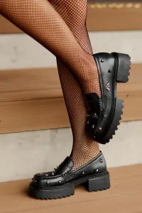 Women's leather half-boots with D&A decorations black