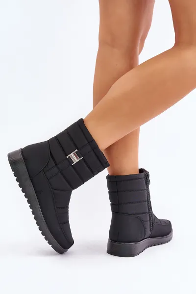 Lightweight women's snow boots with zip black Mezitha