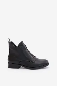Insulated women's ankle boots on a flat heel made of eco leather S.Barski black