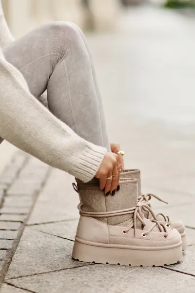 Snow boots with platform bindings beige Mavora