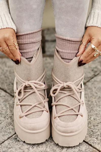 Snow boots with platform bindings beige Mavora