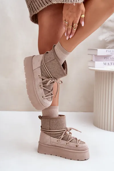Snow boots with platform bindings beige Mavora