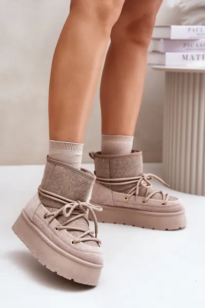 Snow boots with platform bindings beige Mavora