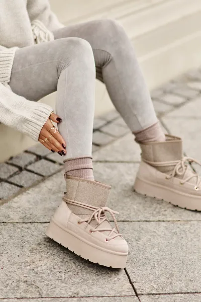 Snow boots with platform bindings beige Mavora