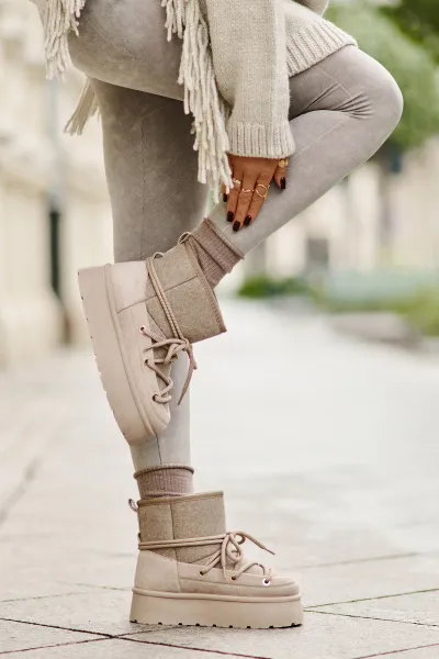 Snow boots with platform bindings beige Mavora