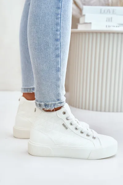 Insulated women's sneakers with Big Star stitching white