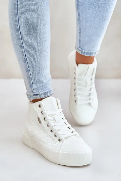 Insulated women's sneakers with Big Star stitching white