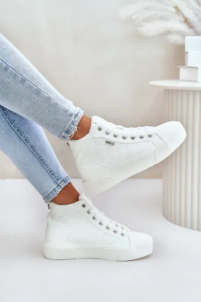 Insulated women's sneakers with Big Star stitching white