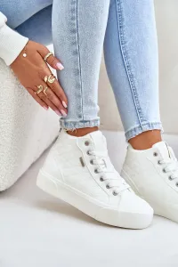 Insulated women's sneakers with Big Star stitching white