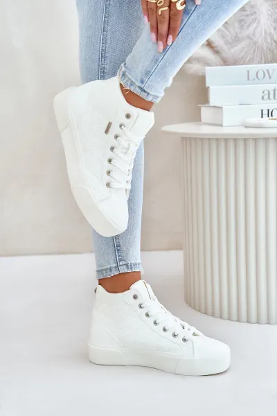 Insulated women's sneakers with Big Star stitching white