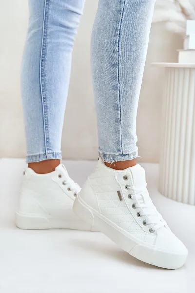 Insulated women's sneakers with Big Star stitching white
