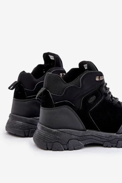 Insulated men's lace-up trekking shoes black Zerista