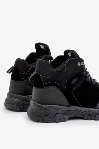 Insulated men's lace-up trekking shoes black Zerista