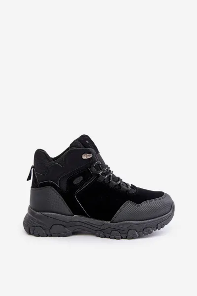 Insulated men's lace-up trekking shoes black Zerista