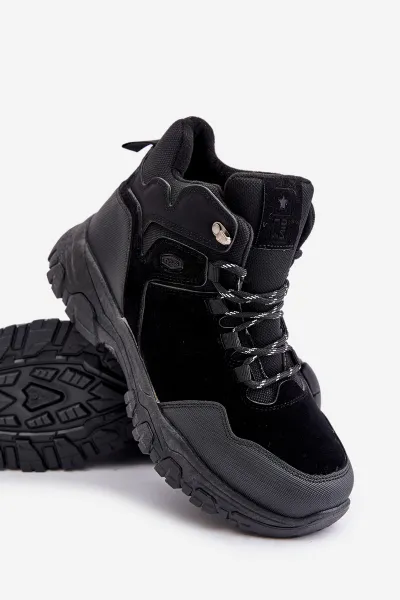 Insulated men's lace-up trekking shoes black Zerista