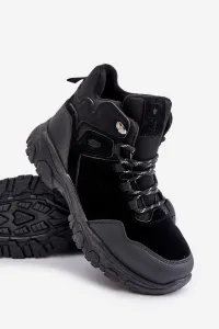 Insulated men's lace-up trekking shoes black Zerista