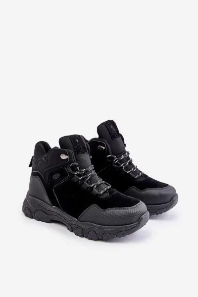 Insulated men's lace-up trekking shoes black Zerista