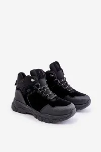 Insulated men's lace-up trekking shoes black Zerista