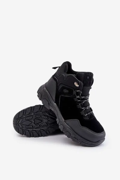 Insulated men's lace-up trekking shoes black Zerista