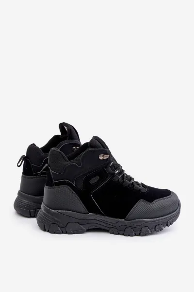 Insulated men's lace-up trekking shoes black Zerista
