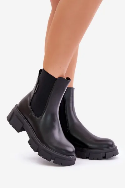 Insulated Chelsea slip-on ankle boots made of eco leather Big Star black