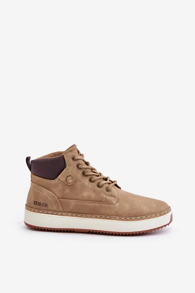 Lace-up men's ankle boots Big Star Hi-Poly System brown