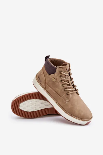 Lace-up men's ankle boots Big Star Hi-Poly System brown