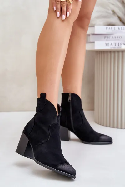 Cowboy boots on a heel insulated from eco suede Vinceza black