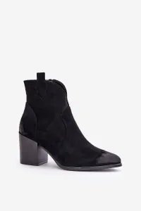 Cowboy boots on a heel insulated from eco suede Vinceza black