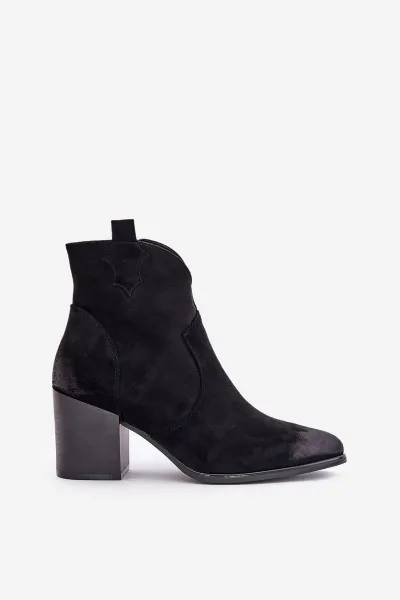 Cowboy boots on a heel insulated from eco suede Vinceza black