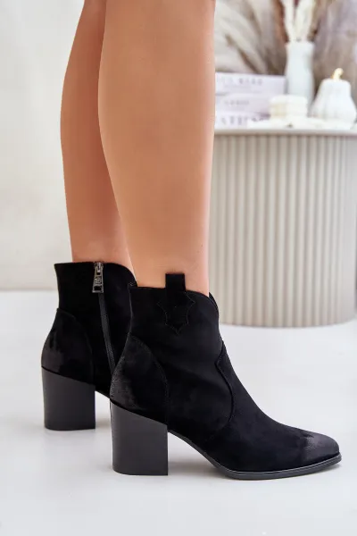 Cowboy boots on a heel insulated from eco suede Vinceza black