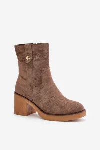 Insulated women's ankle boots on heel brown Vailia