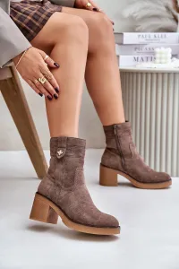 Insulated women's ankle boots on heel brown Vailia