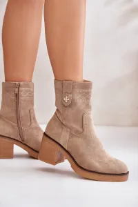 Insulated women's ankle boots on heel brown Vailia