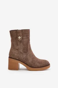 Insulated women's ankle boots on heel brown Vailia