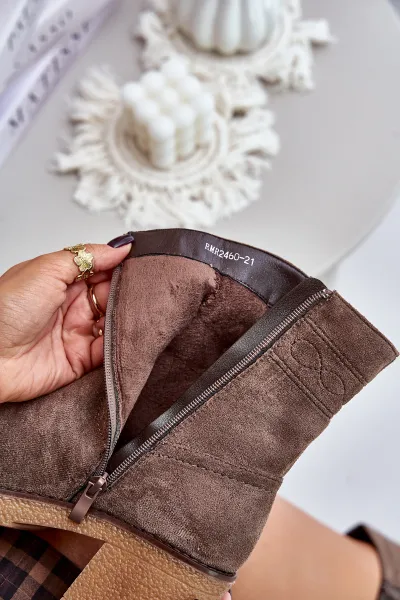 Insulated women's ankle boots on heel brown Vailia
