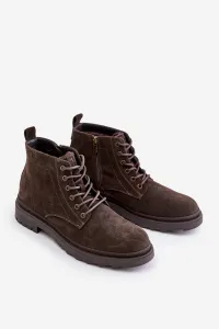 Suede Insulated Men's Ankle Boots Zipper Big Star Brown