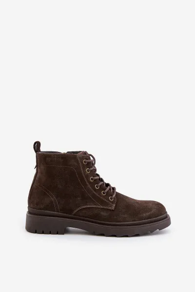 Suede Insulated Men's Ankle Boots Zipper Big Star Brown