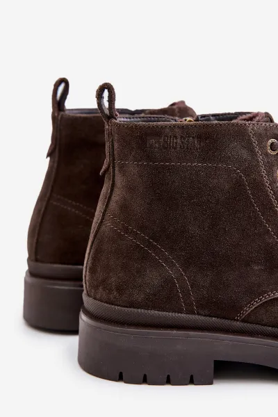 Suede Insulated Men's Ankle Boots Zipper Big Star Brown