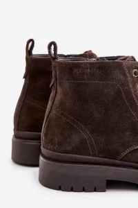 Suede Insulated Men's Ankle Boots Zipper Big Star Brown