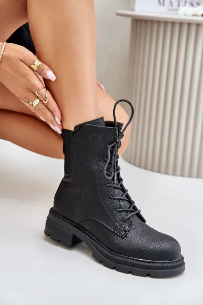 Insulated ankle boots Workery with zip black Leairae