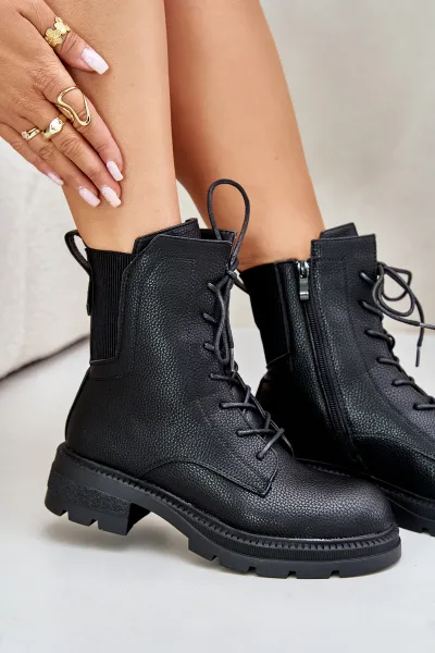 Insulated ankle boots Workery with zip black Leairae