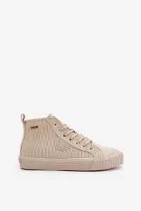 Insulated corduroy sneakers women's Big Star Hi-Poly system beige