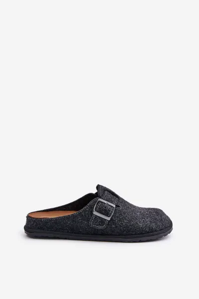 Comfortable men's slippers with Inblu buckle graphite