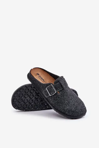 Comfortable men's slippers with Inblu buckle graphite